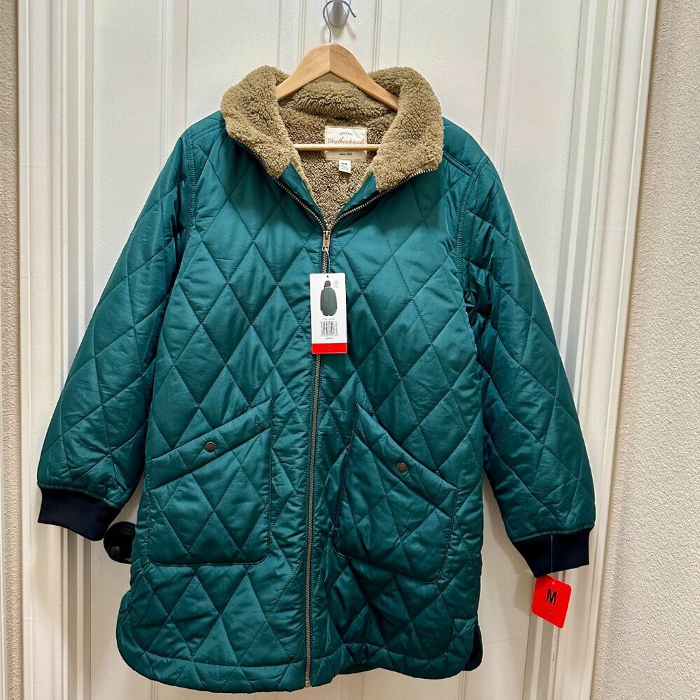 Weatherproof Women's Quilted Parka Jacket Coat Sherpa Lined Size M Green (NEW) - Picture 14 of 14